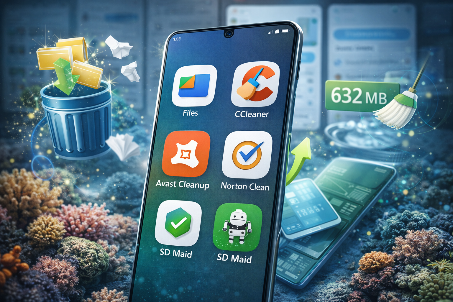smartphone icones de limpeza de memória
