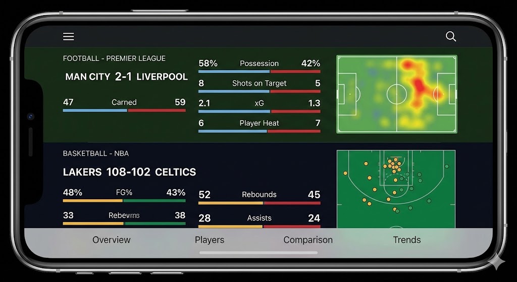 interface estatisticas esportes